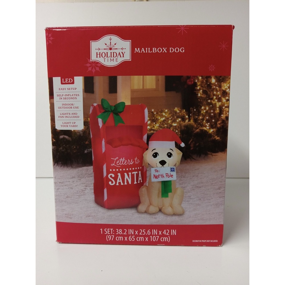 Holiday Time Christmas Dog‎ with Mailbox Letters to Santa Airblown Inflatable